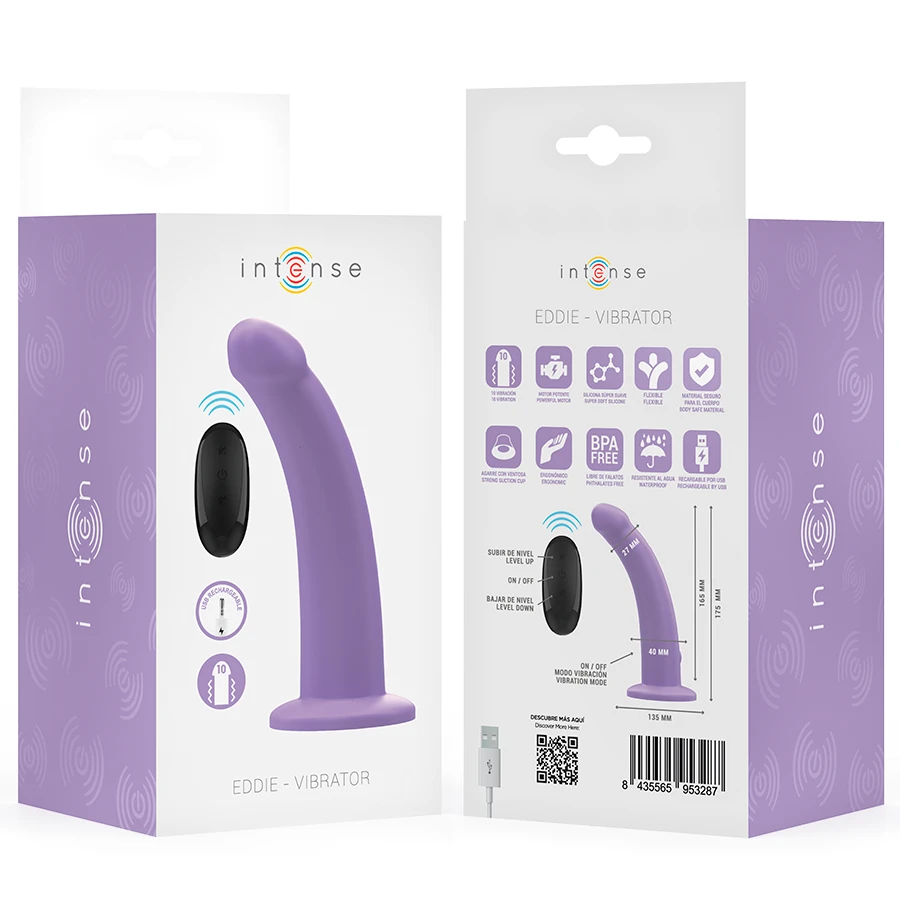 INTENSE - VIBRATORE EDDIE 17,5 CM 10 VIBRAZIONI VIOLA TELECOMANDO